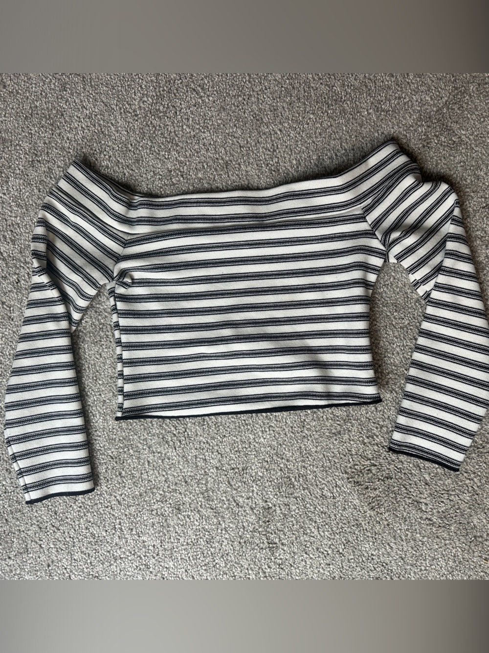 Zara Striped Off the Shoulder Crop - Black & White